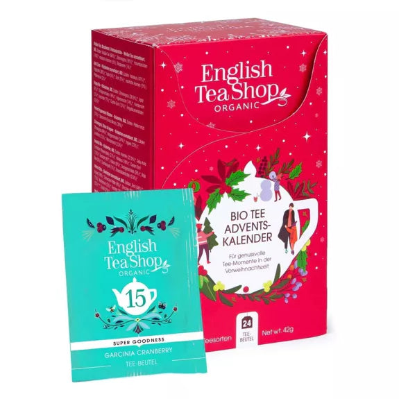 Tee Adventskalender rot, 24 einzeln verpackte Teebeutel mit BIO-Tees