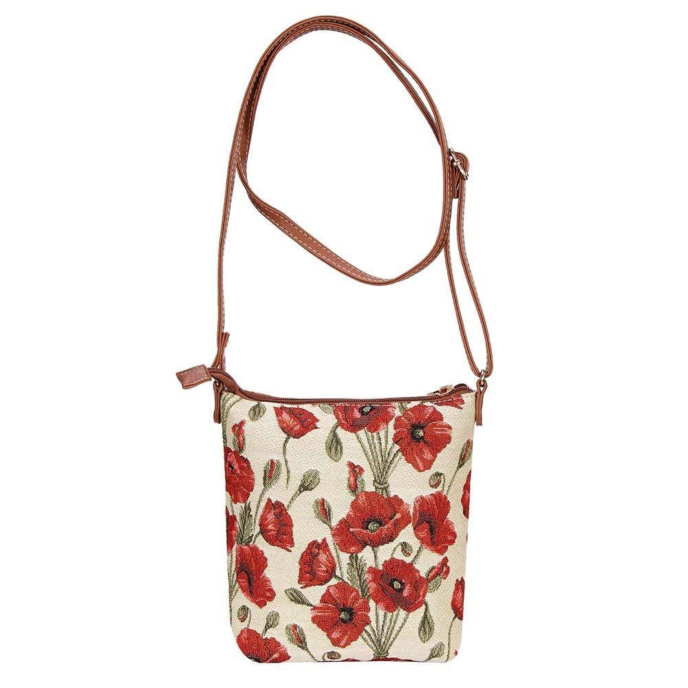 Signare Poppy Gobelin Schultertasche mit roten Mohnblumen Ansicht 7