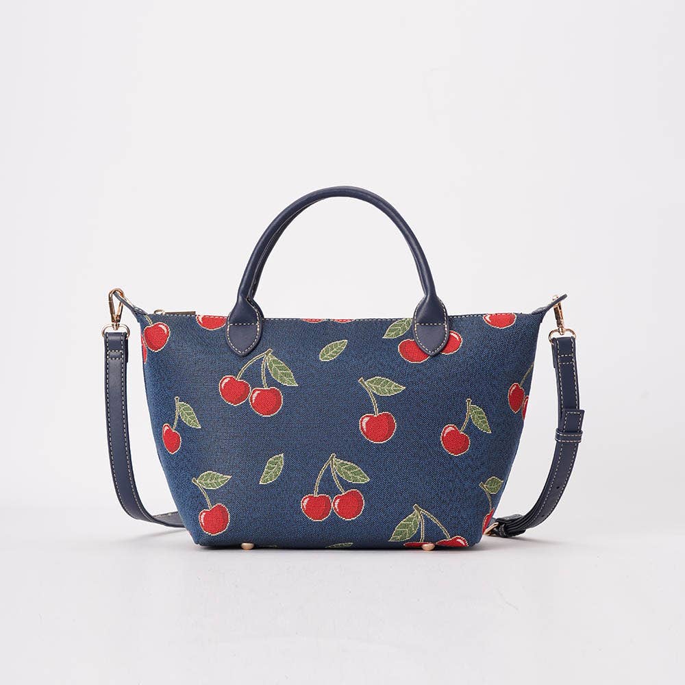Signare Tapestry Kirschen Handtasche in Dunkelblau