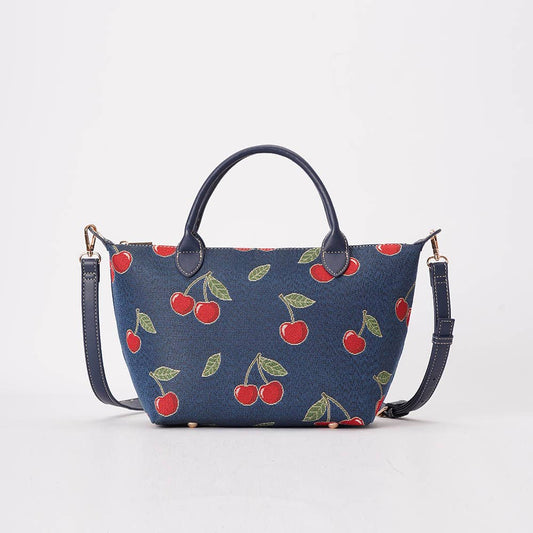 Signare Tapestry Kirschen Handtasche in Dunkelblau
