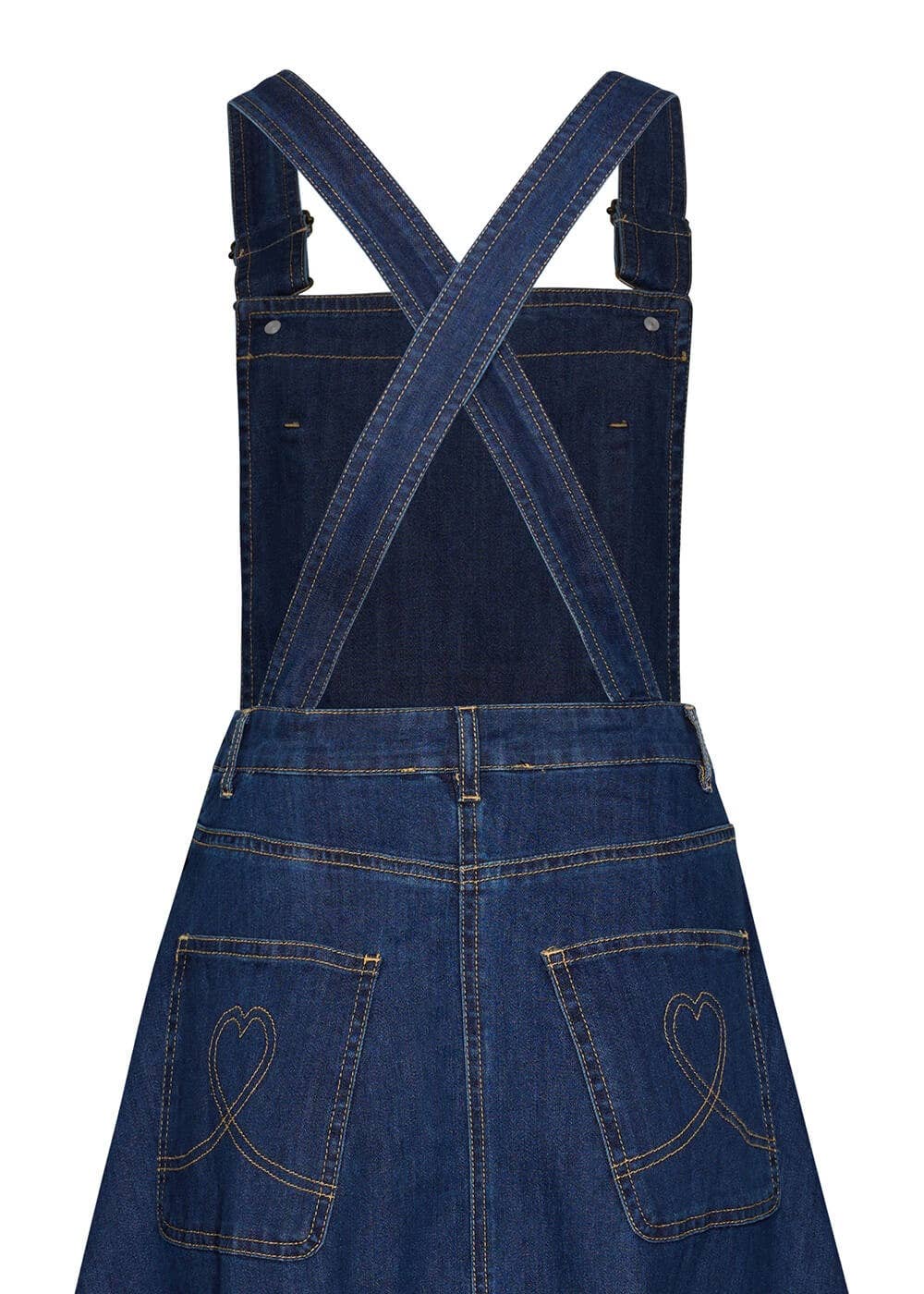 Blaues Latzkleid im 50er Jahre Stil
