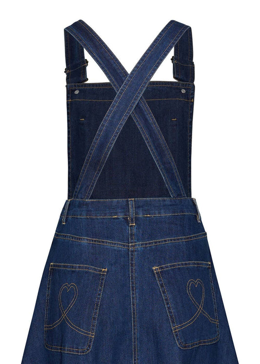 Blaues Latzkleid im 50er Jahre Stil