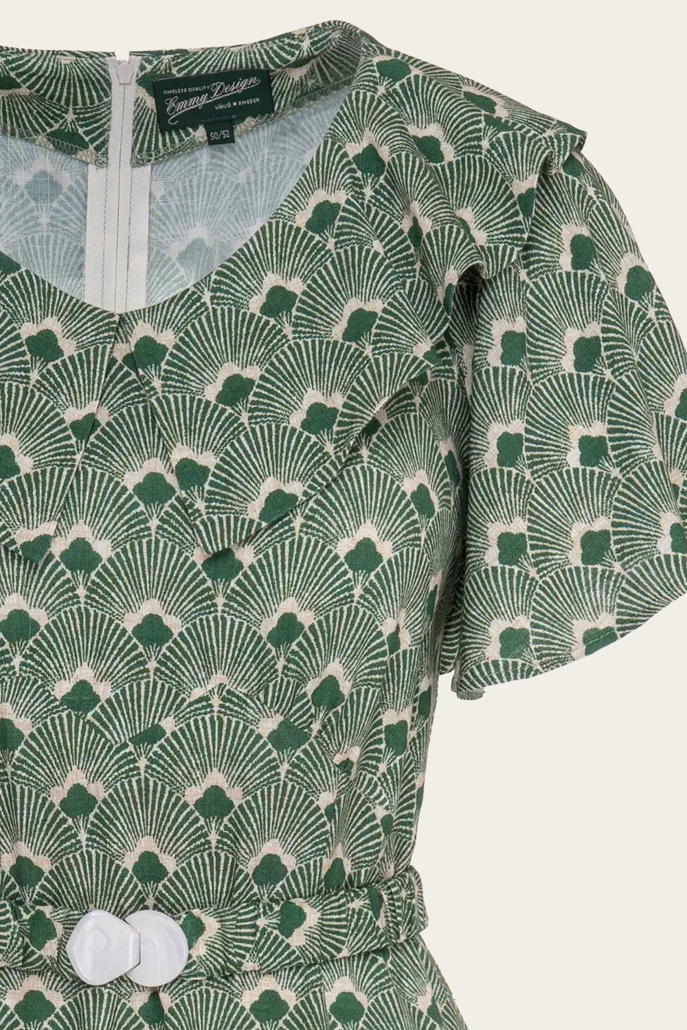 The Lovey dovey Dress - Green art deco fans - Dotty&Dan