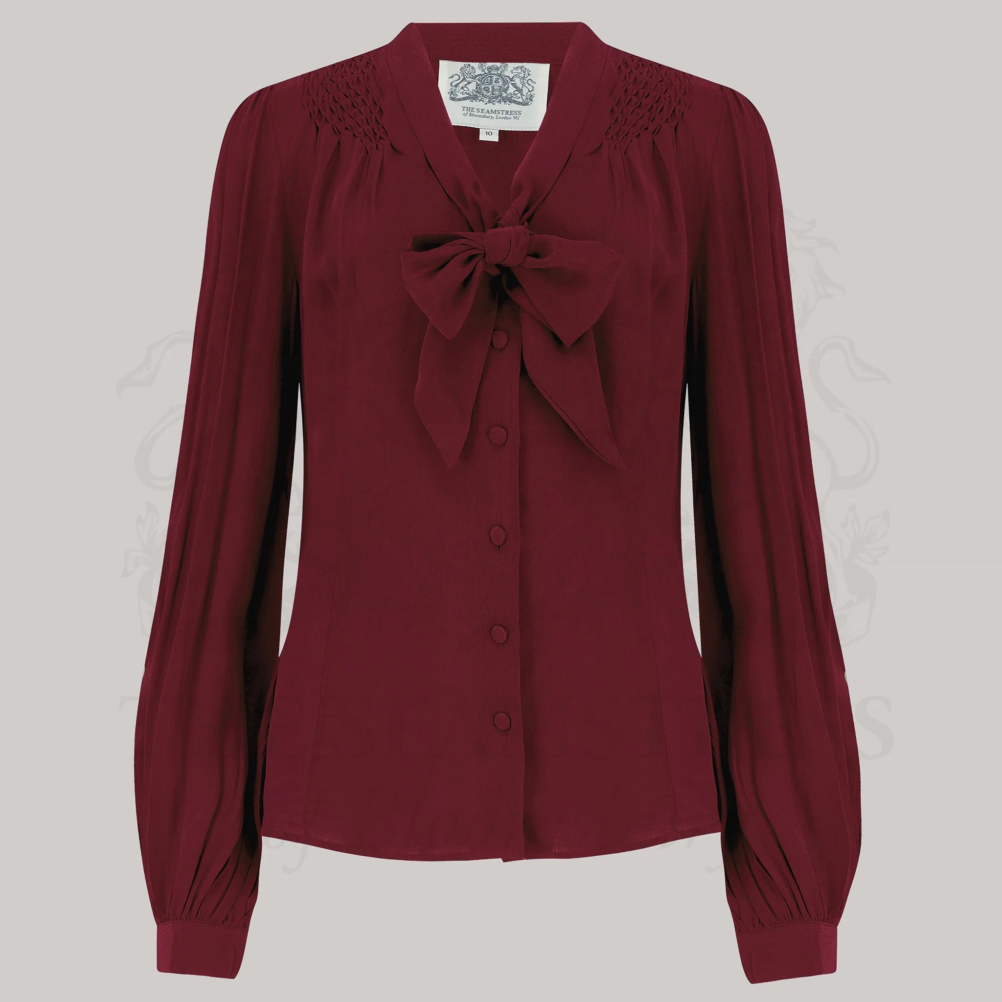 40s Eva Pussy bow blouse - windsor wine - Dotty&Dan