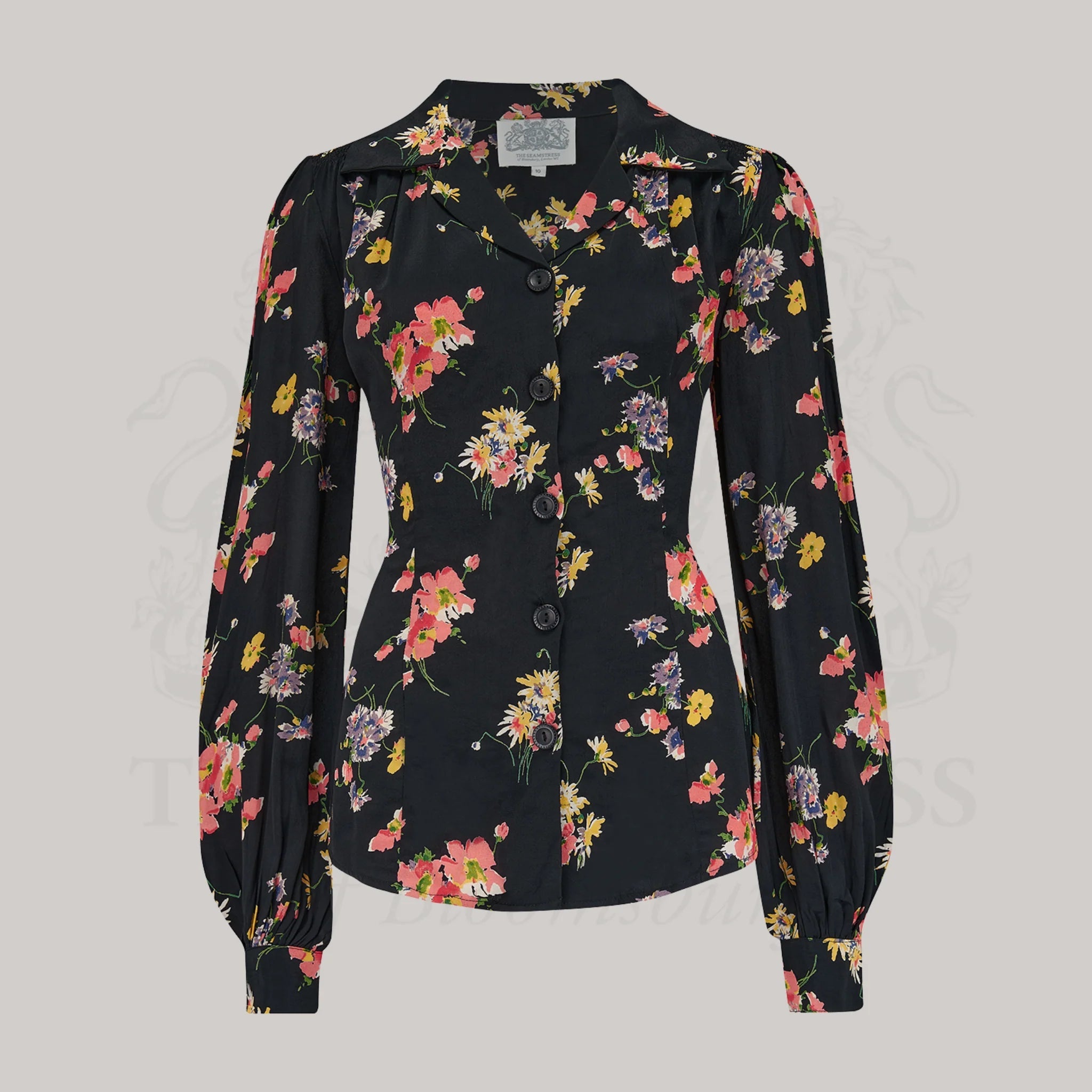 40s Poppy Blouse - mayflower black - Dotty&Dan