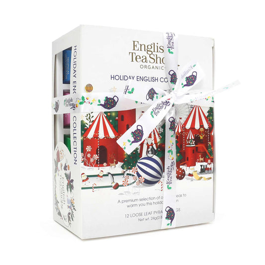 English Tea Shop Bio Tee Geschenkset Winter Kollektion Weiß – 12 Pyramidenbeutel mit Schleife