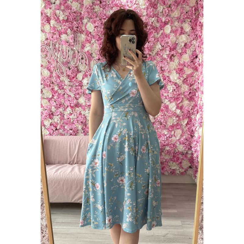 Lyra Kleid - Türkis Sommerblumenmuster - Dotty&Dan