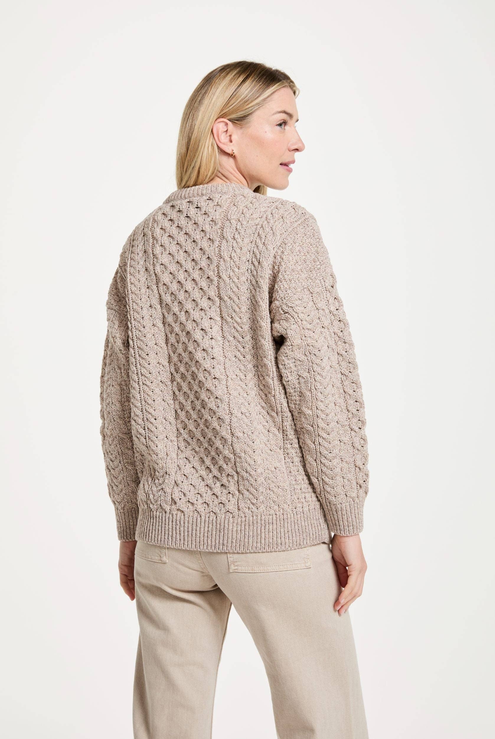Aran Merino Strickjacke - Achill Island in oatmeal - Dotty&Dan
