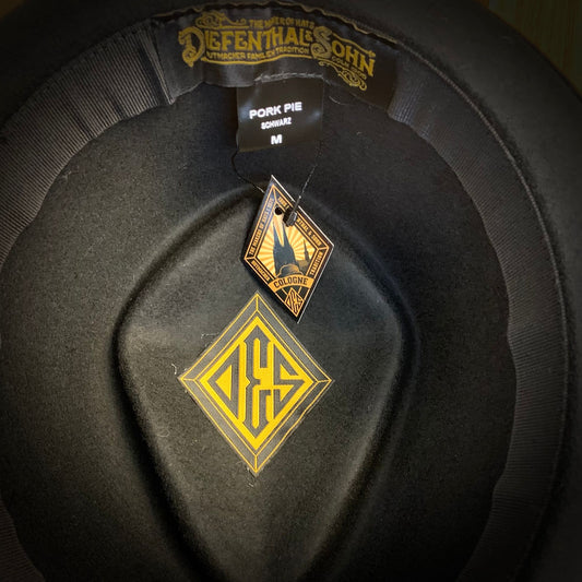 Diamond Pork Pie schwarz - Wollfilz-Hut mit grauem Ripsband (Kopie) - Dotty&Dan