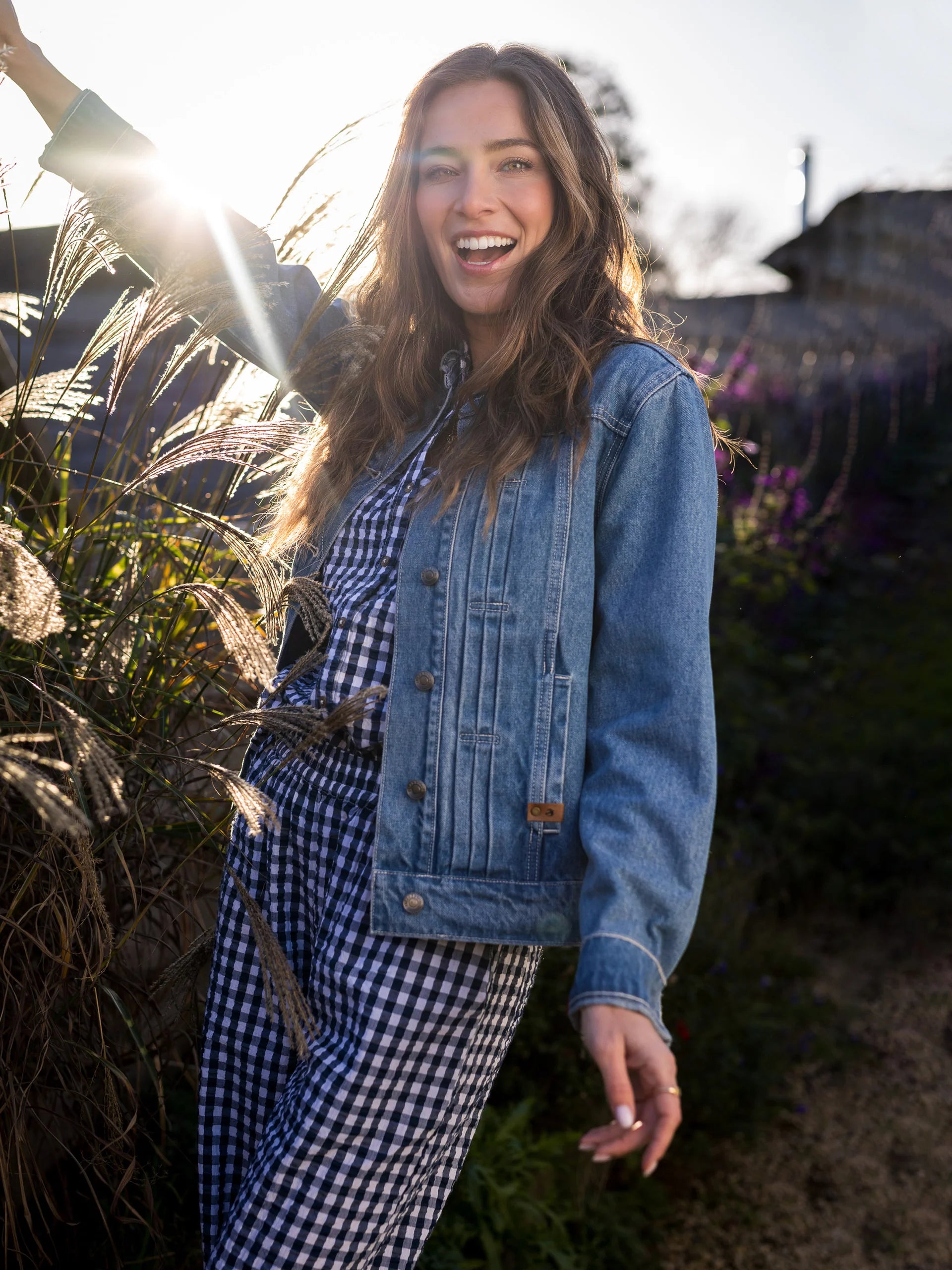 Vintage Jeansjacke Damen mit Biesen