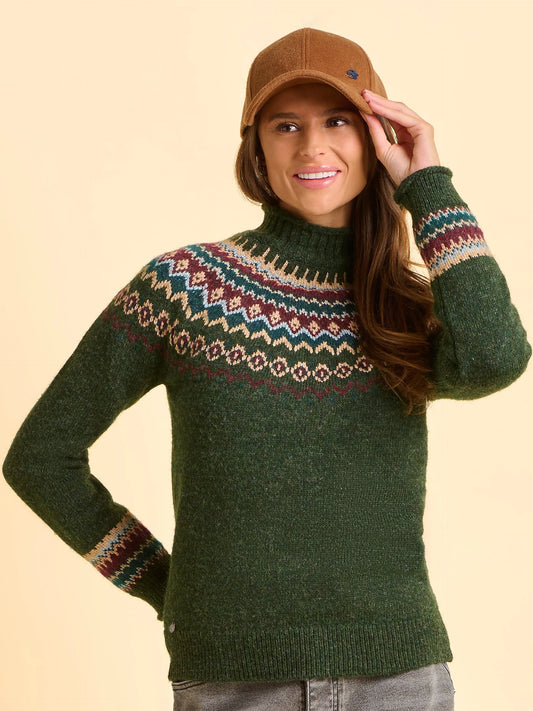 fairisle strickpullover damen winter grün