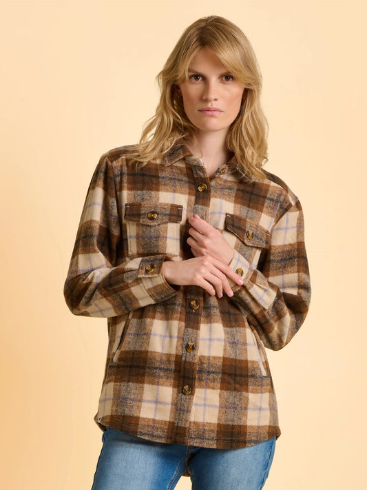 elowen shacket damen overshirt braun kariert