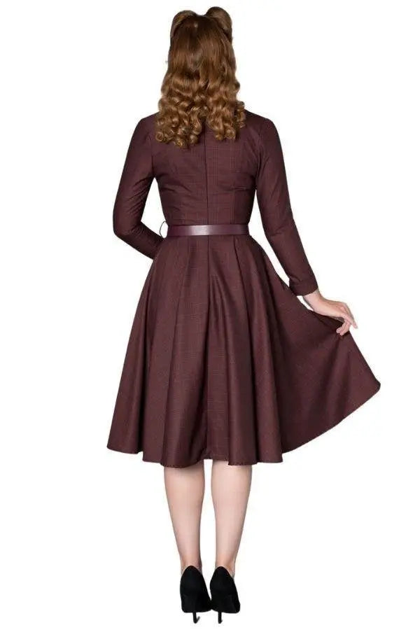 50s Helena Tartan Swing Dress - burgundy - Dotty&Dan