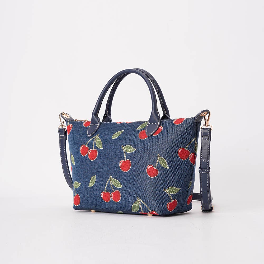 Retro Gobelin Handtasche mit roten Kirschen von Signare