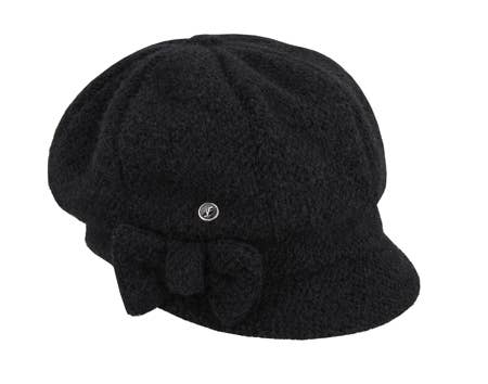 Fléchet Damen Ballonkappe Bordeaux mit Schleife – elegante Wintermütze im Vintage-Stil