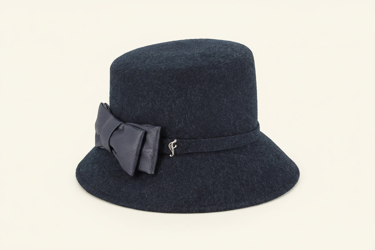 Fléchet Cloche Filzhut Damen Wollfilz mit Schleife