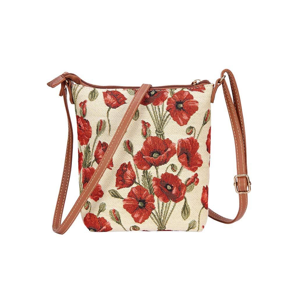Signare Poppy Gobelin Schultertasche mit roten Mohnblumen Ansicht 2
