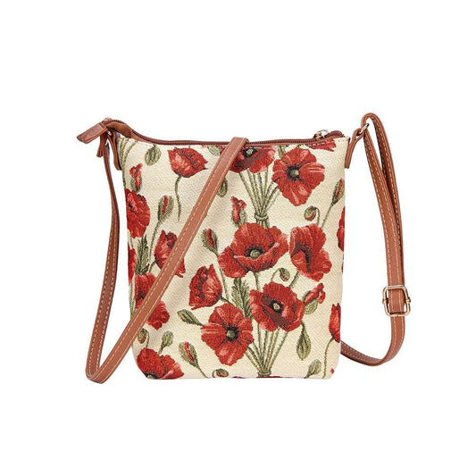 Signare Poppy Gobelin Schultertasche mit roten Mohnblumen Ansicht 2
