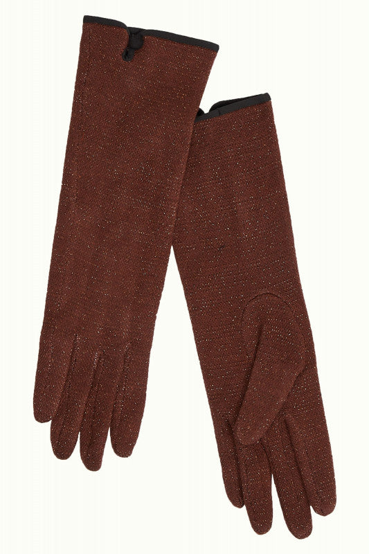 Stoff-Handschuhe long disco - merlot brown