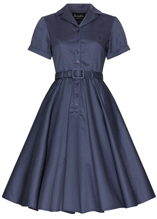 Lucy Polkadot 50er Swing-Kleid – Marineblau - Dotty&Dan