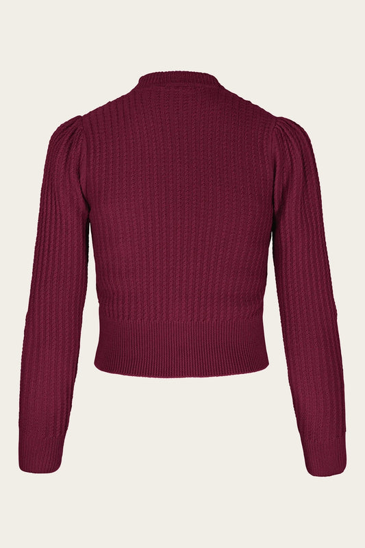 Taillierter Retro Cardigan mit Lochstrick-Details