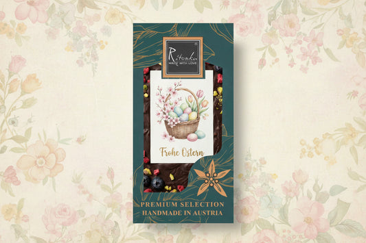 Ritonka Oster-Schokolade Happy Easter mit Milchschokolade, Beeren und Pistazien