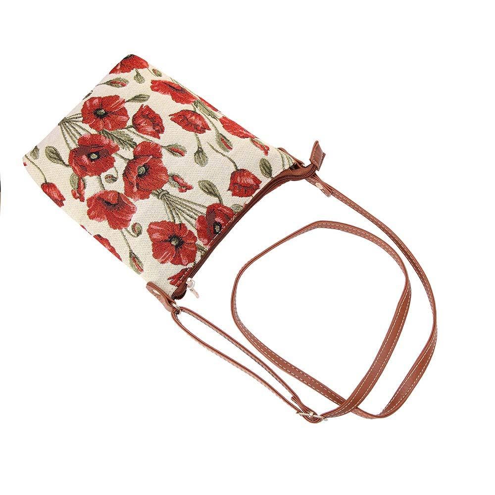 Signare Poppy Gobelin Schultertasche mit roten Mohnblumen Ansicht 3