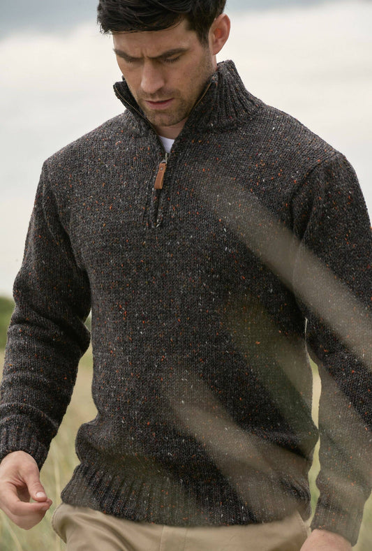 Donegal Wollpullover aus 100% irischer Wolle - graphitbraun - Dotty&Dan