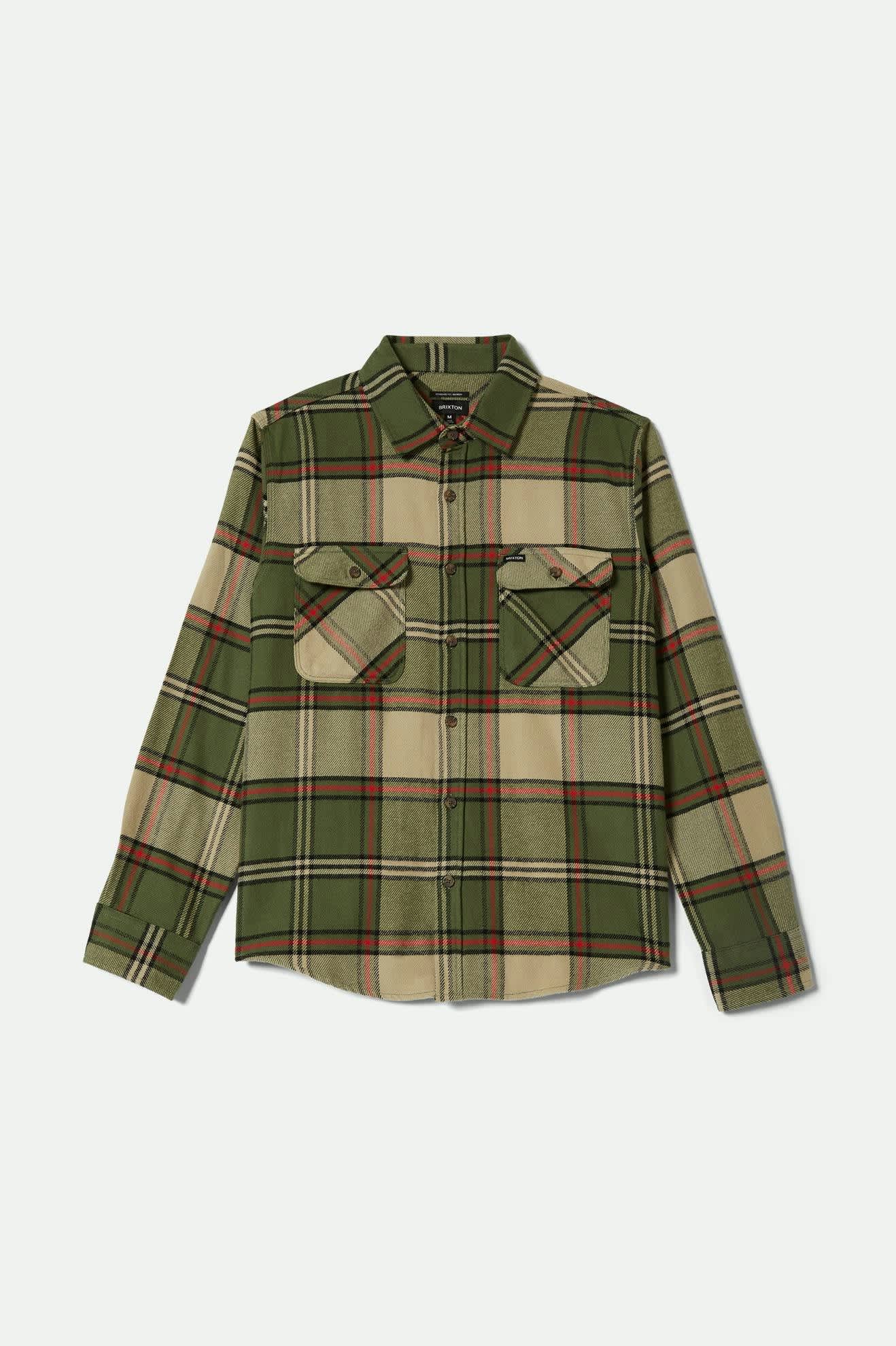 Brixton Bowery Flanellhemd grün kariert Herrenmode