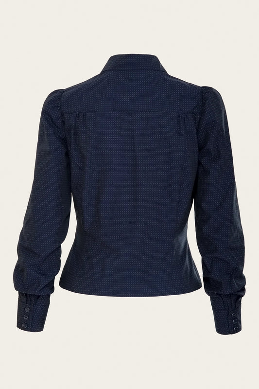The Spectacular Spearpoint Shirt Navy Dotted Cotton – Ansicht 3 – emmy design