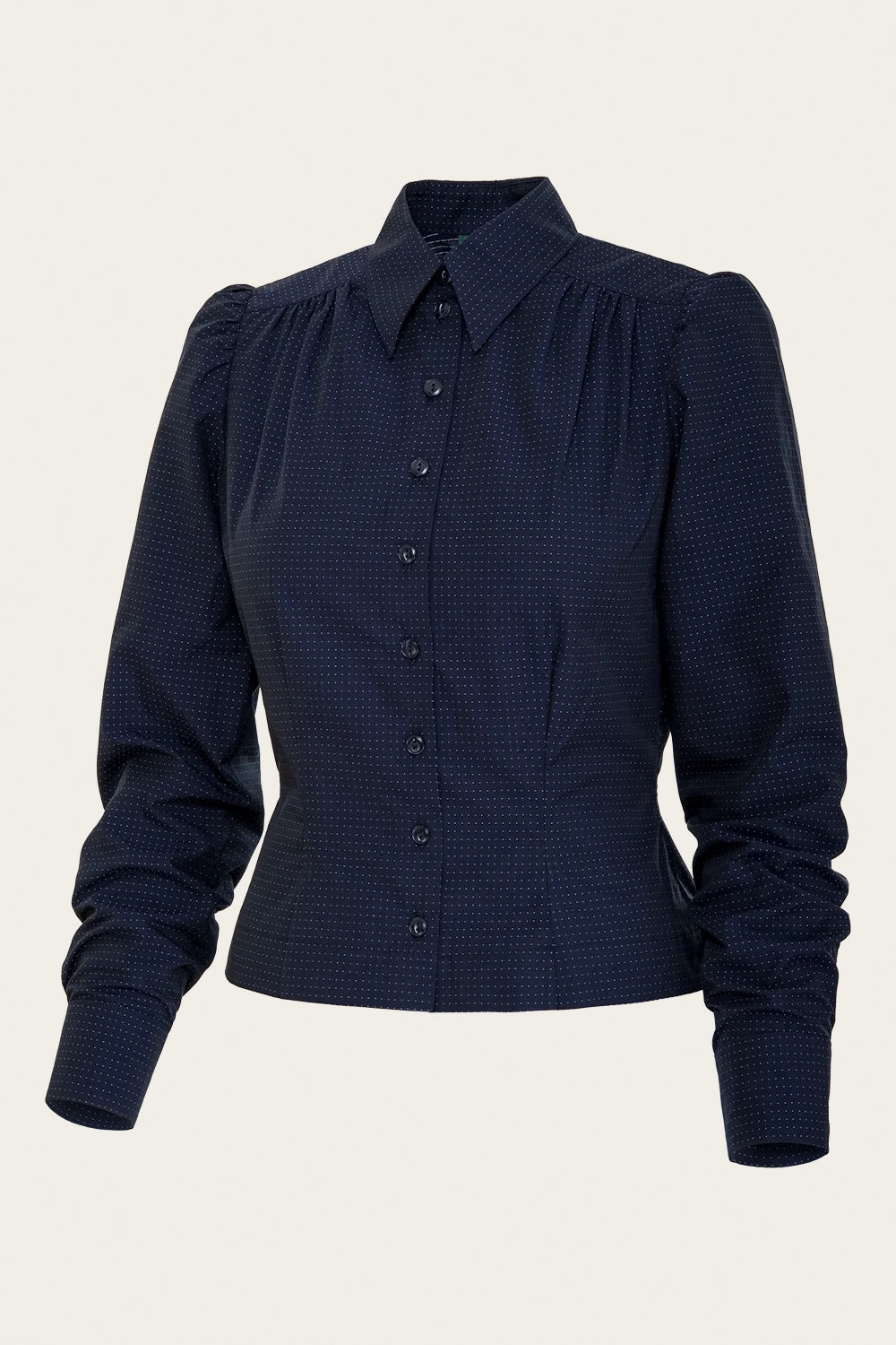 The Spectacular Spearpoint Shirt Navy Dotted Cotton – Ansicht 1 – emmy design