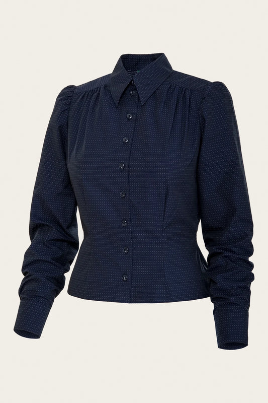The Spectacular Spearpoint Shirt Navy Dotted Cotton – Ansicht 1 – emmy design