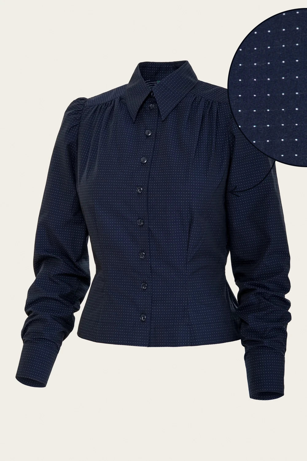 The Spectacular Spearpoint Shirt Navy Dotted Cotton – Ansicht 5 – emmy design