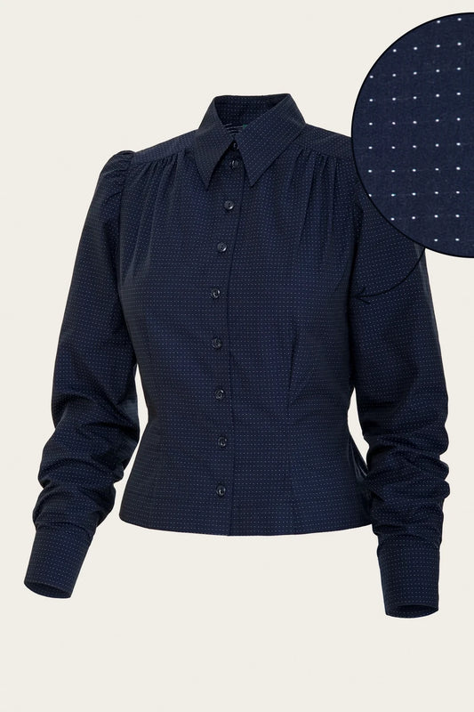 The Spectacular Spearpoint Shirt Navy Dotted Cotton – Ansicht 5 – emmy design