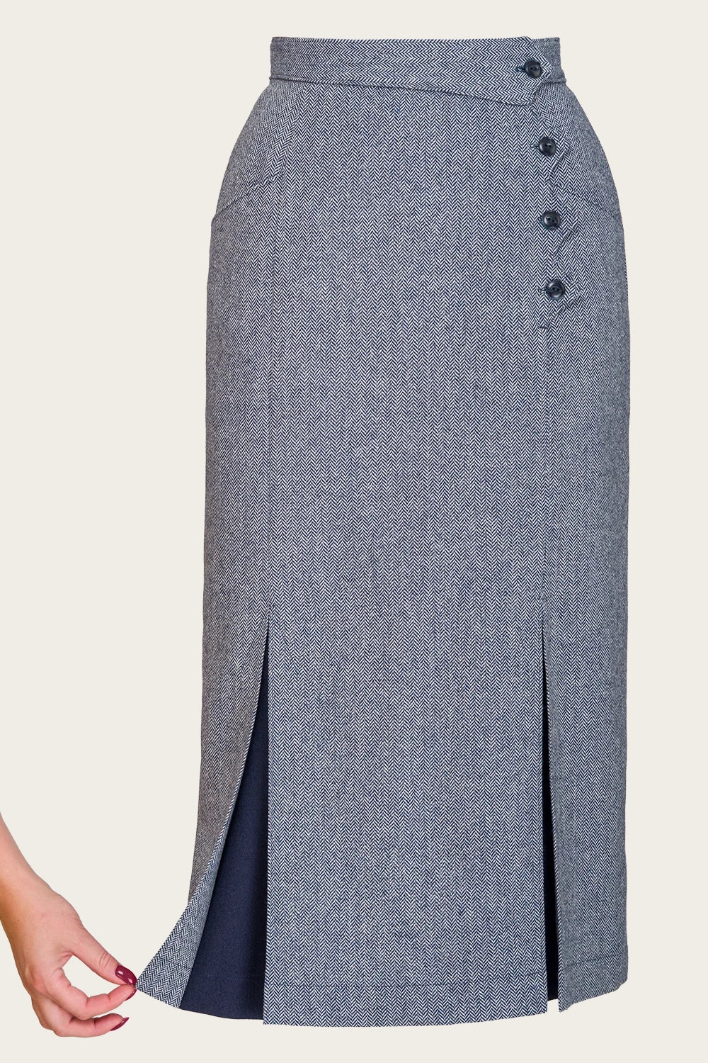 The Art Deco Dream Skirt Midnight/Ivory Wool Tweed – Ansicht 6 – emmy design