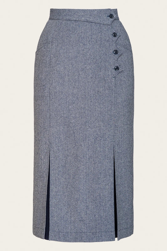 The Art Deco Dream Skirt Midnight/Ivory Wool Tweed – Ansicht 3 – emmy design