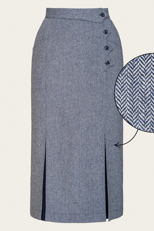 The Art Deco Dream Skirt Midnight/Ivory Wool Tweed – Ansicht 4 – emmy design