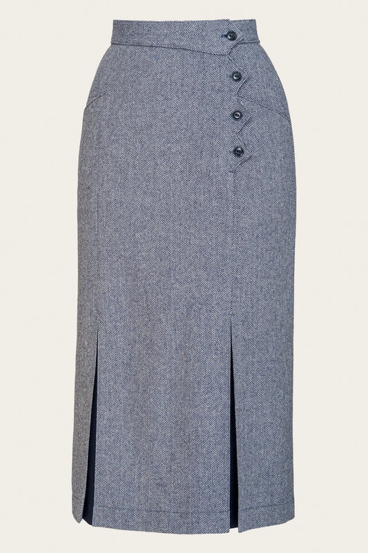 The Art Deco Dream Skirt Midnight/Ivory Wool Tweed – Ansicht 1 – emmy design
