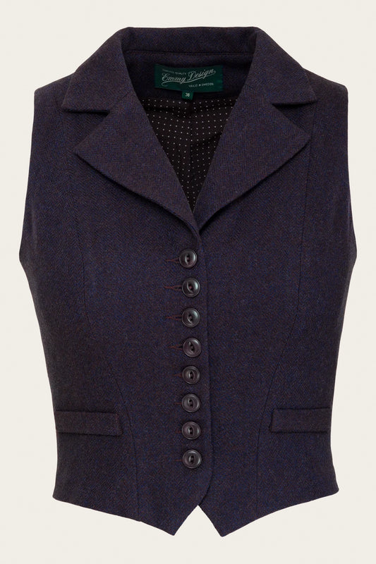The Watchmakers Waistcoat Maroon/Midnight Wool Tweed – Ansicht 4 – emmy design