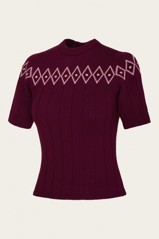The Darling Diamond Top Black Cherry Wool – Ansicht 1 – emmy design