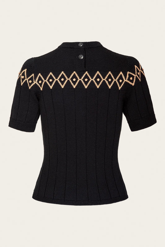 The Darling Diamond Top Black Wool – Ansicht 3 – emmy design