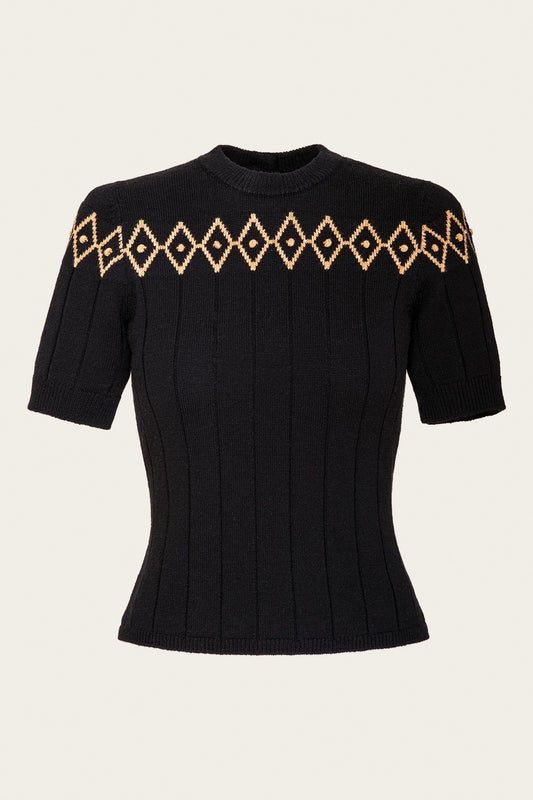 The Darling Diamond Top Black Wool – Ansicht 4 – emmy design