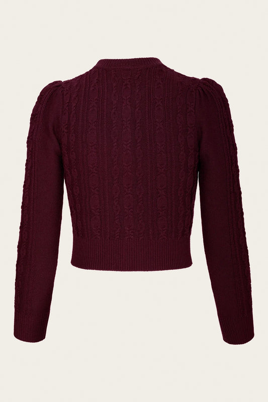 The Ice Skater Cardigan Black Cherry Wool – Ansicht 3 – emmy design