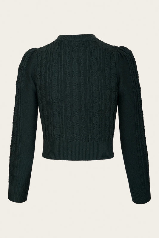 The Ice Skater Cardigan Dark Bottle Green Wool – Ansicht 3 – emmy design