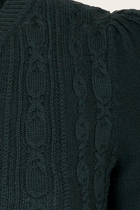 The Ice Skater Cardigan Dark Bottle Green Wool – Ansicht 2 – emmy design