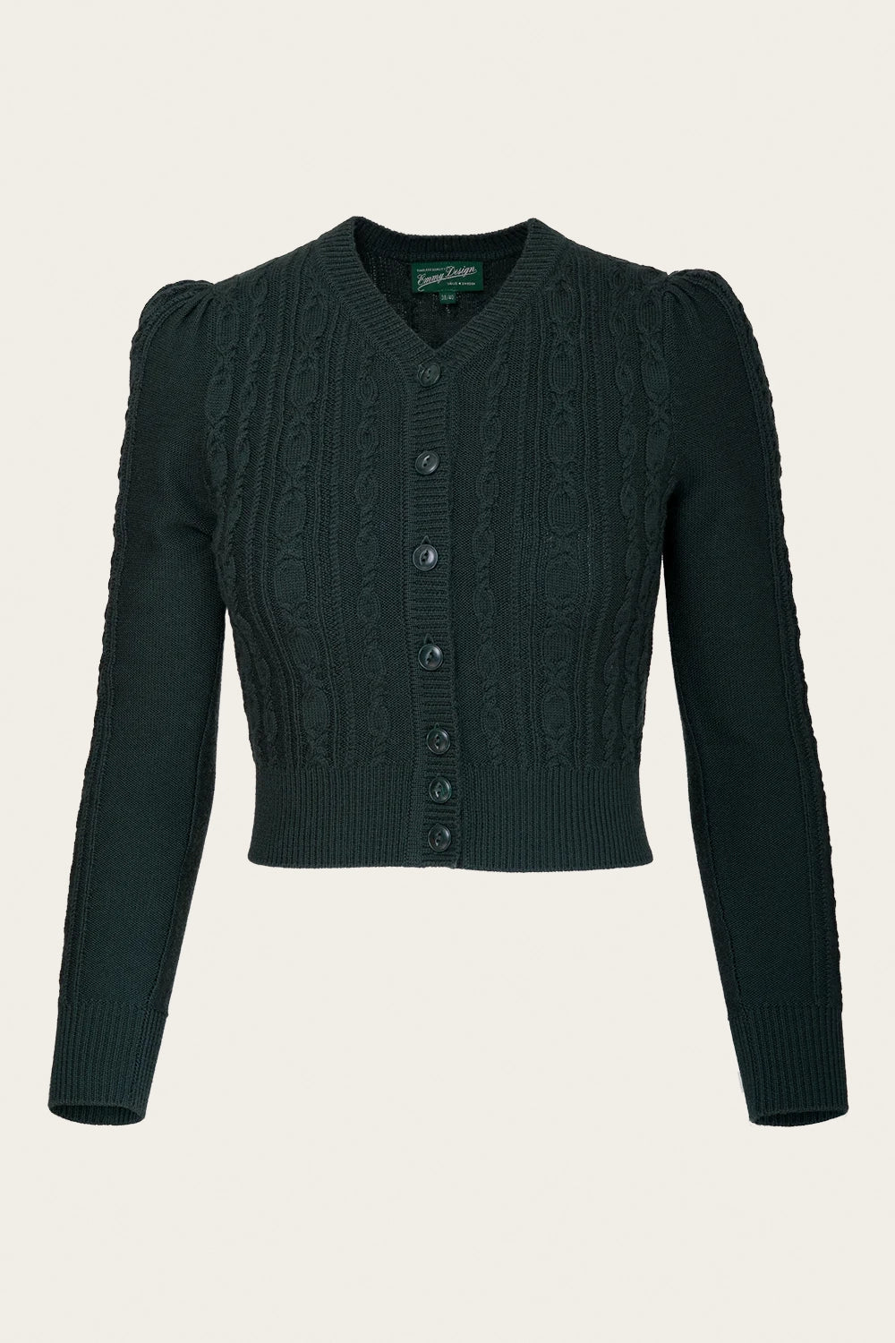 The Ice Skater Cardigan Dark Bottle Green Wool – Ansicht 4 – emmy design