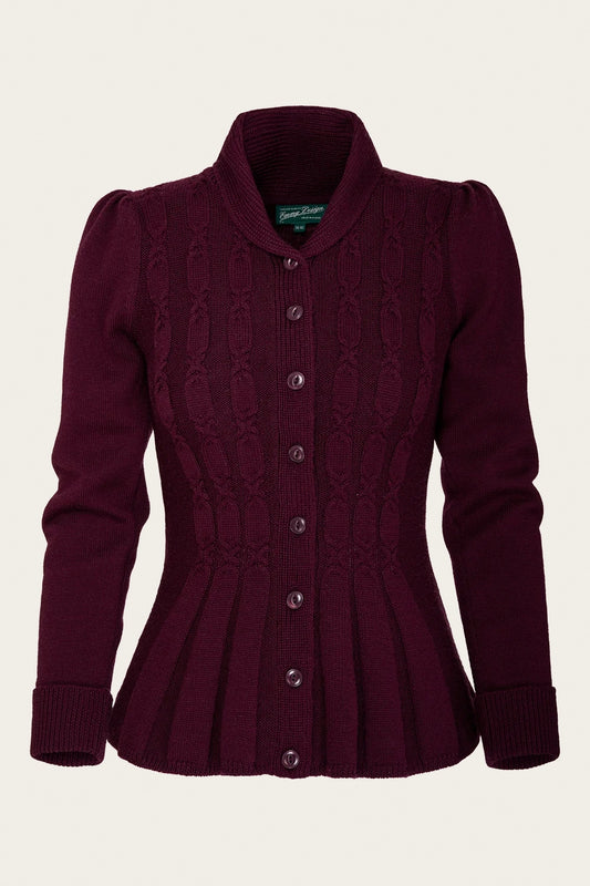 The Screen Siren Cardigan Black Cherry Wool – Ansicht 4 – emmy design
