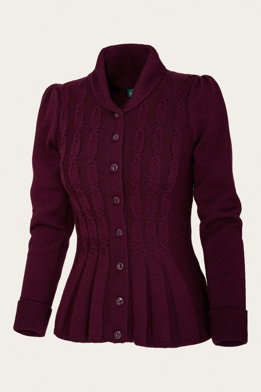 The Screen Siren Cardigan Black Cherry Wool – Ansicht 1 – emmy design