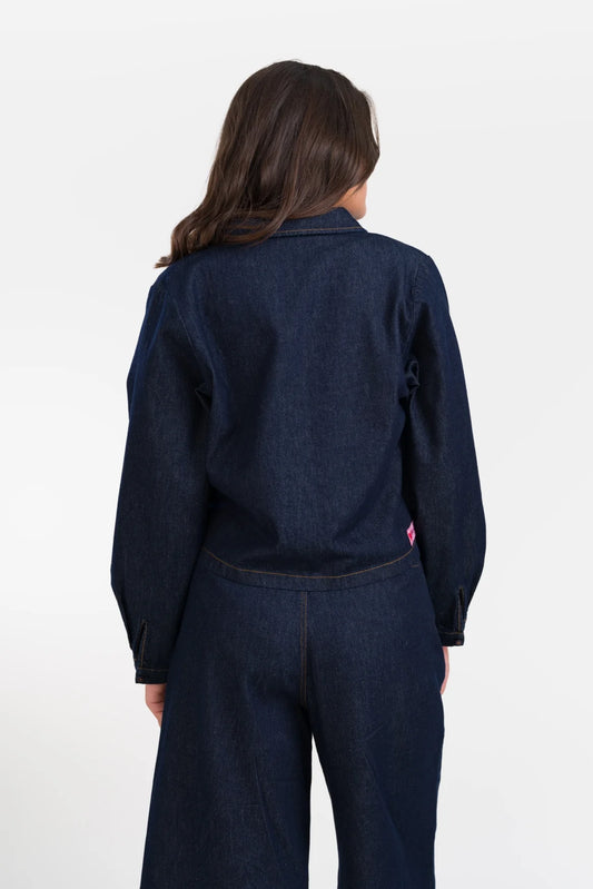 LaLamour Abby Overshirt Denim Dark Blue – Rückansicht