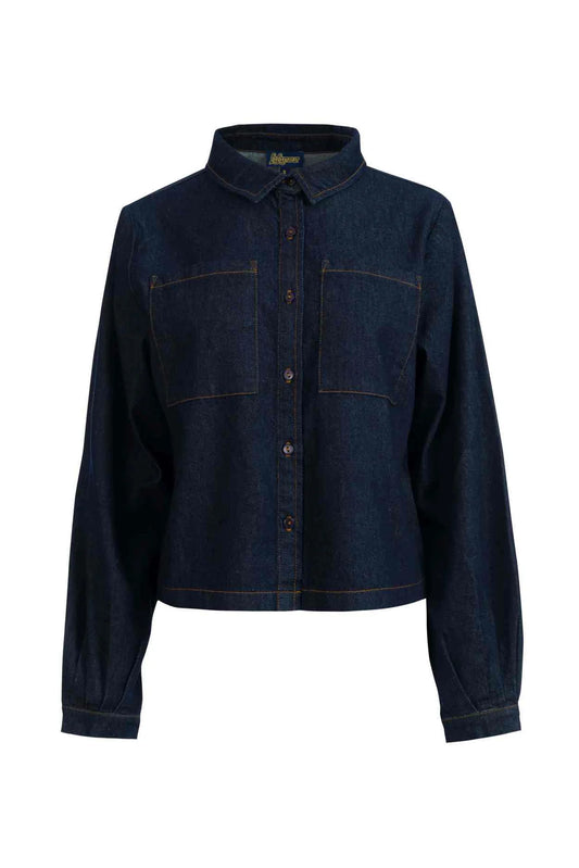 LaLamour Abby Overshirt Denim Dark Blue – Freisteller Vorderansicht